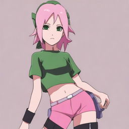 A high-quality digital art image showcasing Sakura Haruno from Naruto