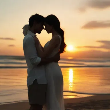 In the romantic movie, the character apperceives the beauty of the sunset based on a past experience with their loved one.