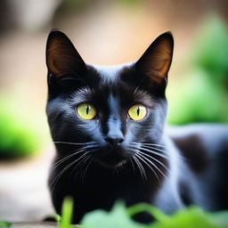 A high-quality photograph of a black cat