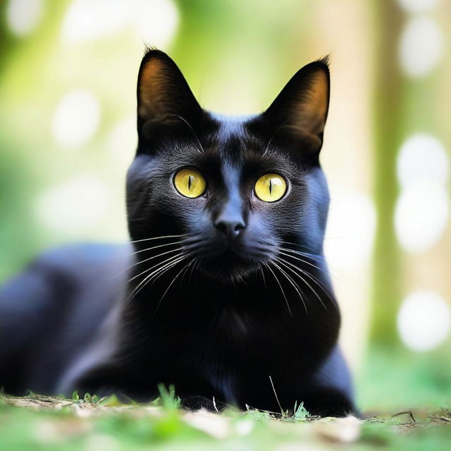 A high-quality photograph of a black cat