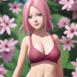 This is a high-resolution, hyperrealistic digital painting of Sakura Haruno from Naruto