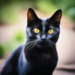 A high-quality, professional photograph capturing a black cat