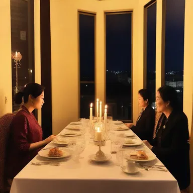 The candlelit dinner with a table set with fine china and an appetising meal created a romantic atmosphere.