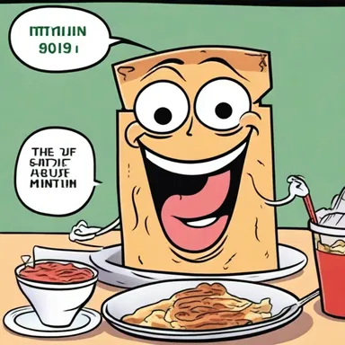 The cartoon character's exaggerated expressions made the food look even more appetising in the comics.