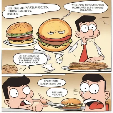 The cartoon character's exaggerated expressions made the food look even more appetising in the comics.