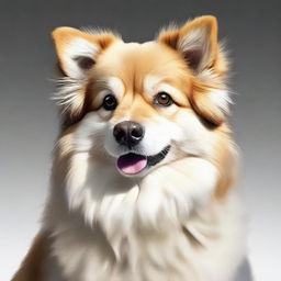 An image of a fluffy dog, depicted in a realistic style with a high level of detail