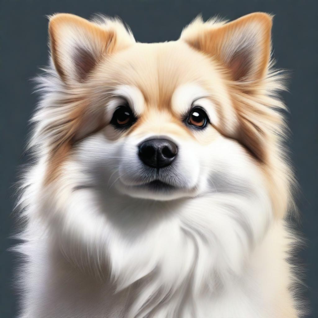 An image of a fluffy dog, depicted in a realistic style with a high level of detail