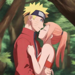 An ultra-realistic, high-resolution digital painting that captures a deeply intimate moment between Naruto Uzumaki and Sakura Haruno from Naruto