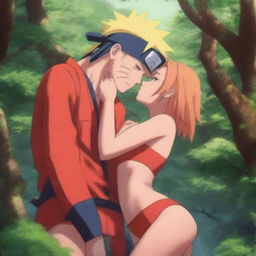 An ultra-realistic, high-resolution digital painting that captures a deeply intimate moment between Naruto Uzumaki and Sakura Haruno from Naruto