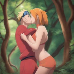 An ultra-realistic, high-resolution digital painting that captures a deeply intimate moment between Naruto Uzumaki and Sakura Haruno from Naruto