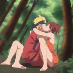 An ultra-realistic, high-resolution digital painting that captures a deeply intimate moment between Naruto Uzumaki and Sakura Haruno from Naruto