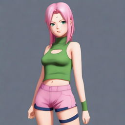 An ultra-high-resolution, photorealistic digital painting of Sakura Haruno from Naruto