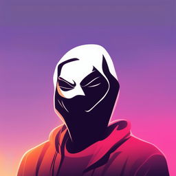 A high-quality digital art of an anonymous profile picture featuring a silhouette of an unidentified figure against a vibrant, gradient background