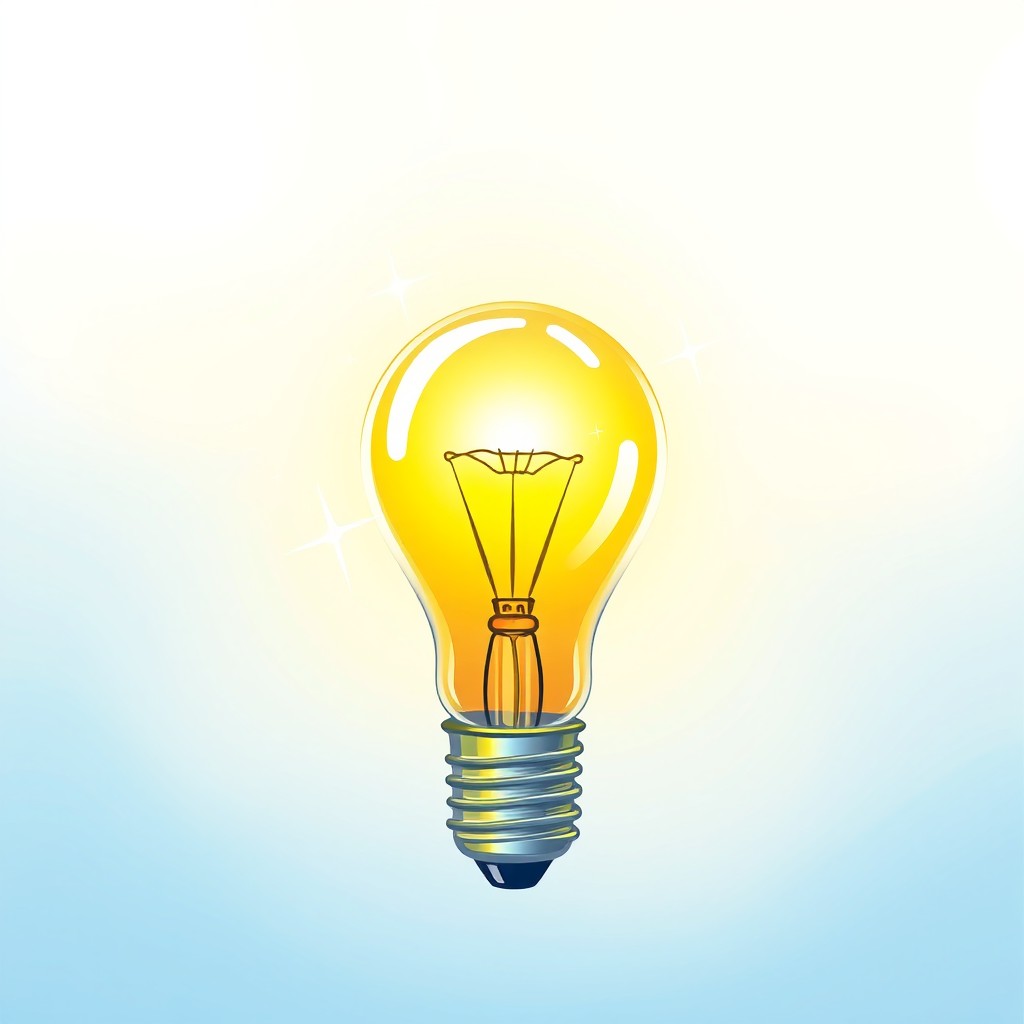 A creative and vivid illustration of a glowing light bulb, symbolizing an idea
