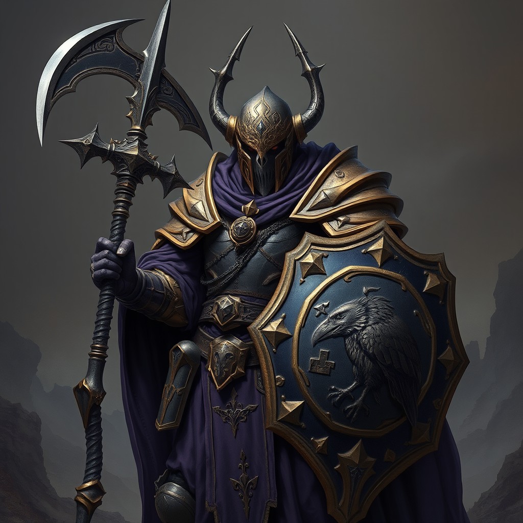 A captivating low fantasy Dungeons and Dragons character art of a Death Domain Reborn Cleric, showcasing a powerful and enigmatic presence