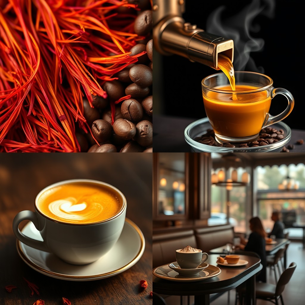 A promotional video for a saffron coffee company, showcasing the luxurious process of creating saffron-infused coffee
