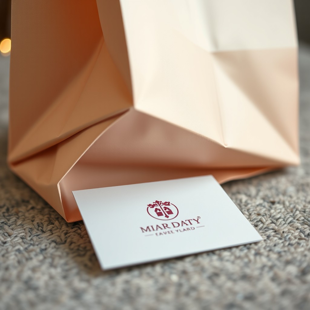 A close-up scene featuring a stylish shopping bag resting on a textured surface