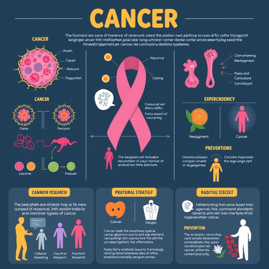 An informative and visually engaging representation providing an overview of cancer and its characteristics