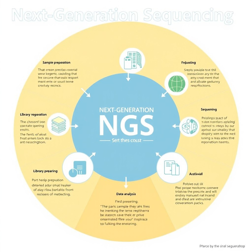 A clear and structured infographic diagram depicting Next-Generation Sequencing (NGS)