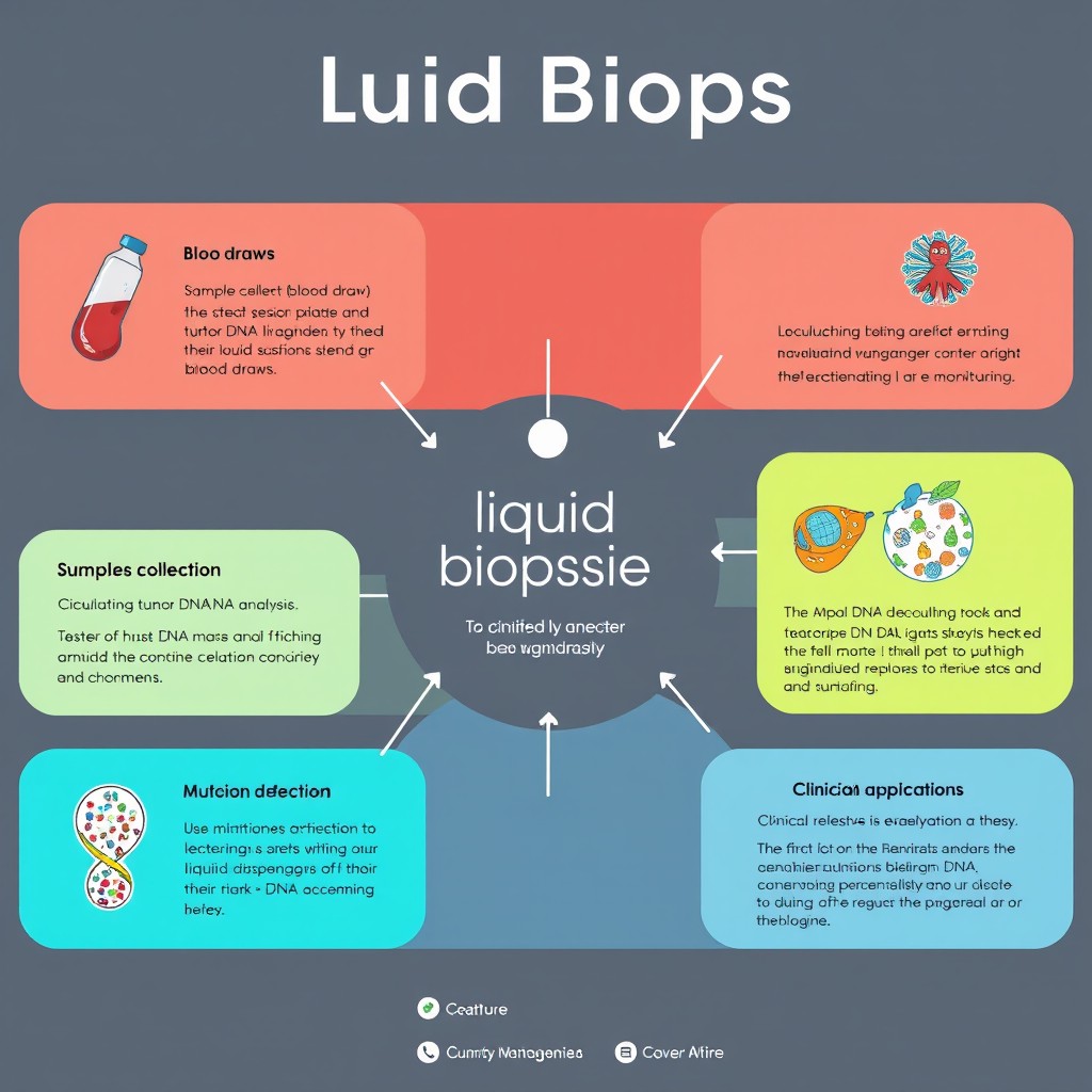 A clear and informative infographic diagram representing Liquid Biopsies (الخزعات السائلة)