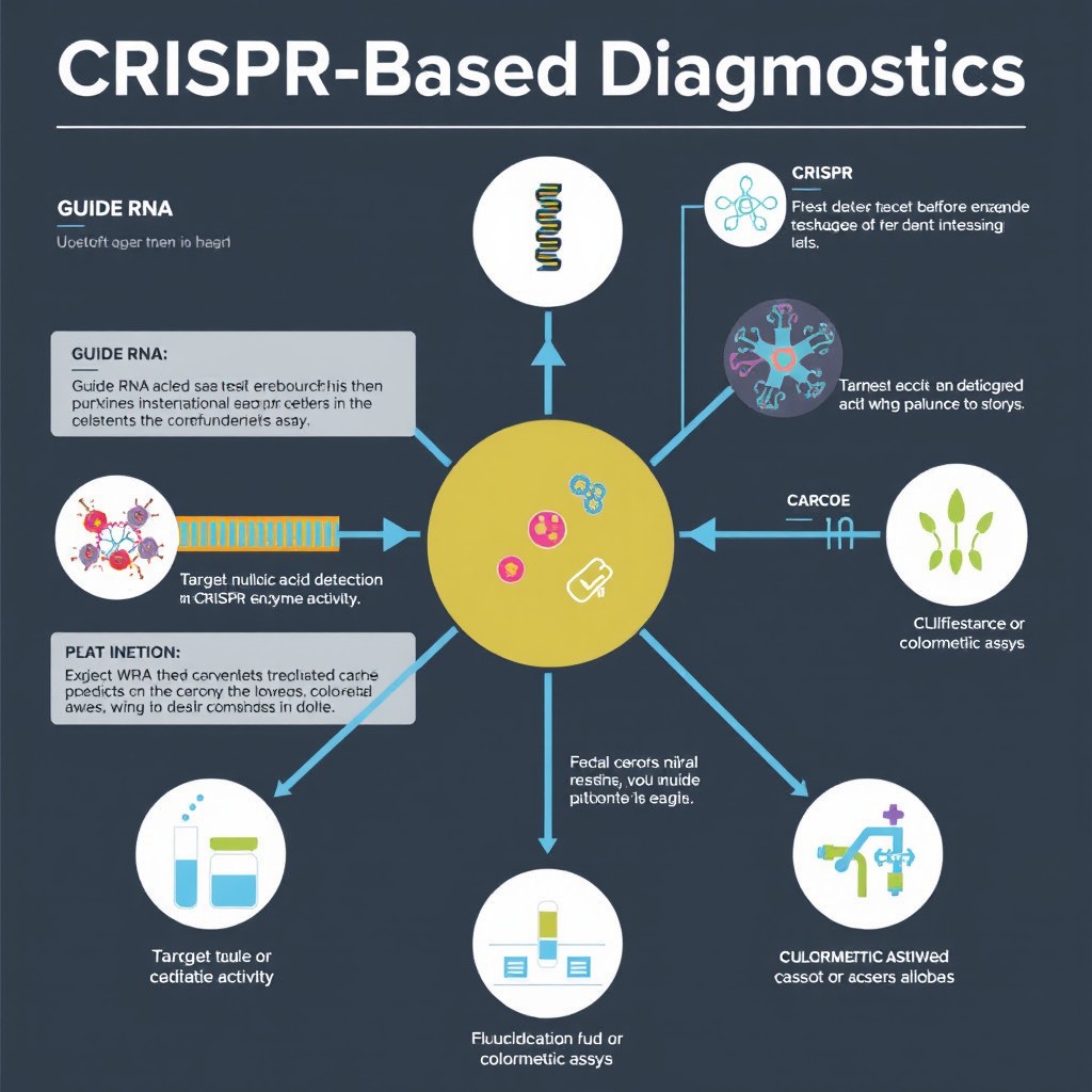 A clear and detailed infographic diagram illustrating CRISPR-Based Diagnostics techniques