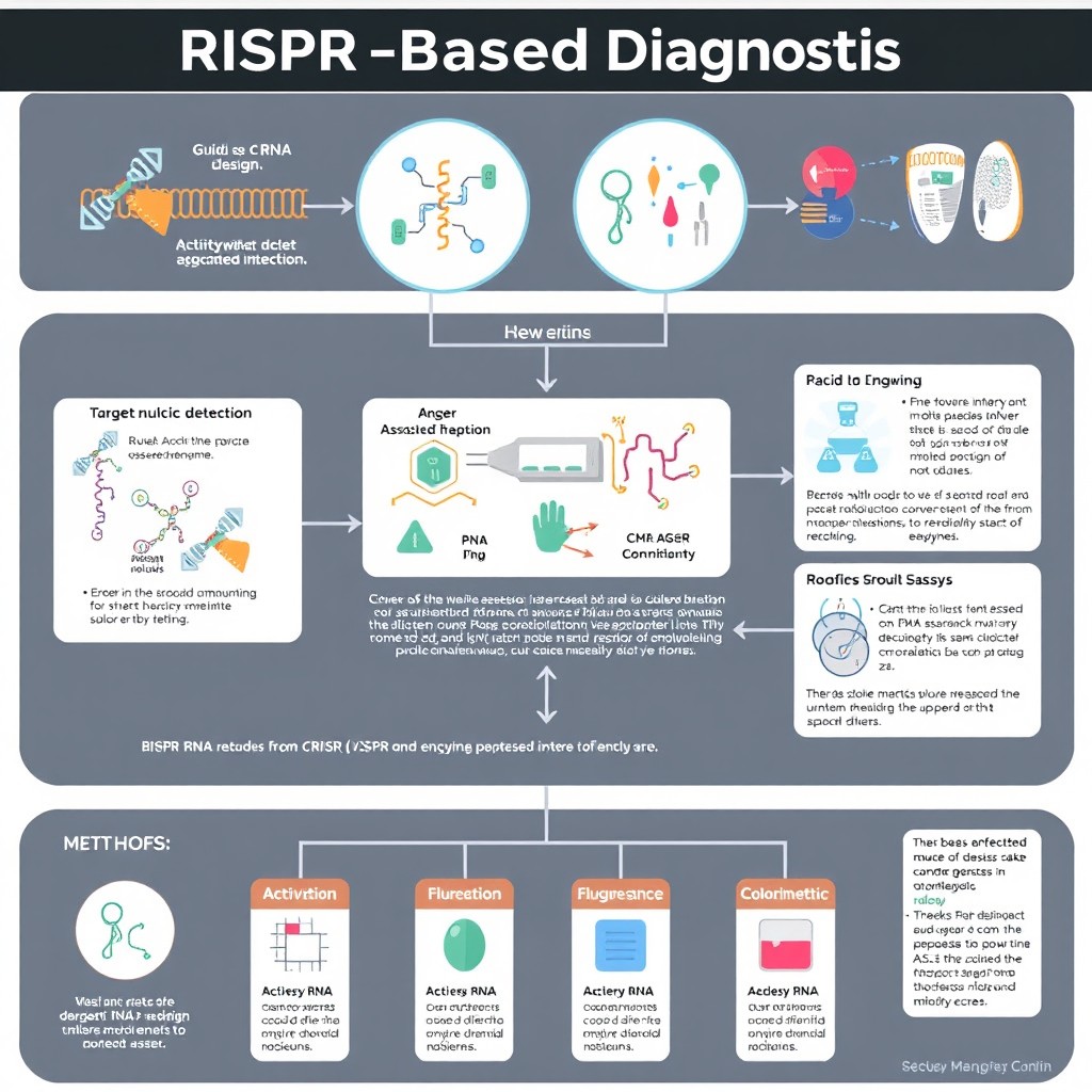 A detailed infographic diagram depicting CRISPR-Based Diagnostics techniques
