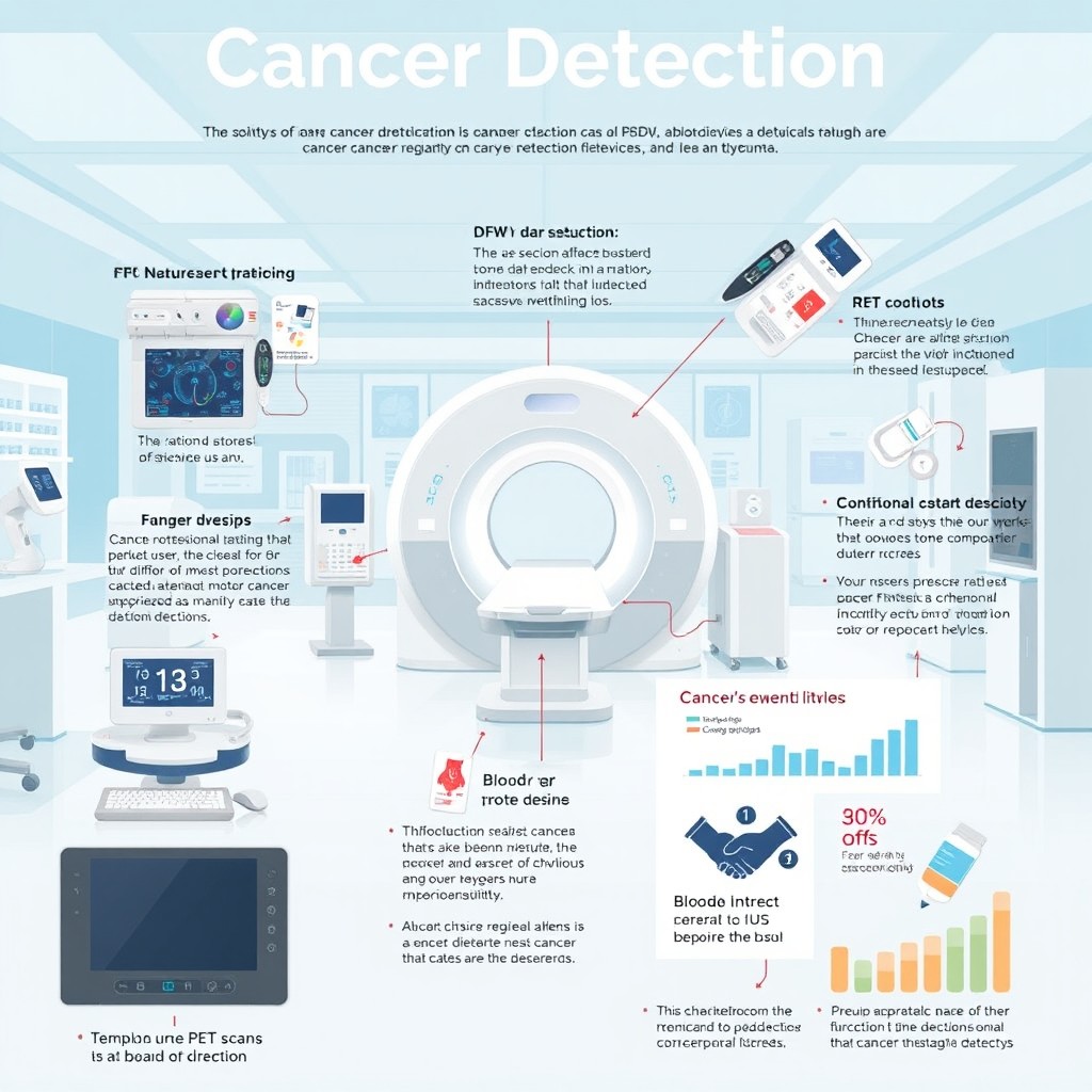 An informative and visually appealing illustration representing the advancements in cancer detection devices