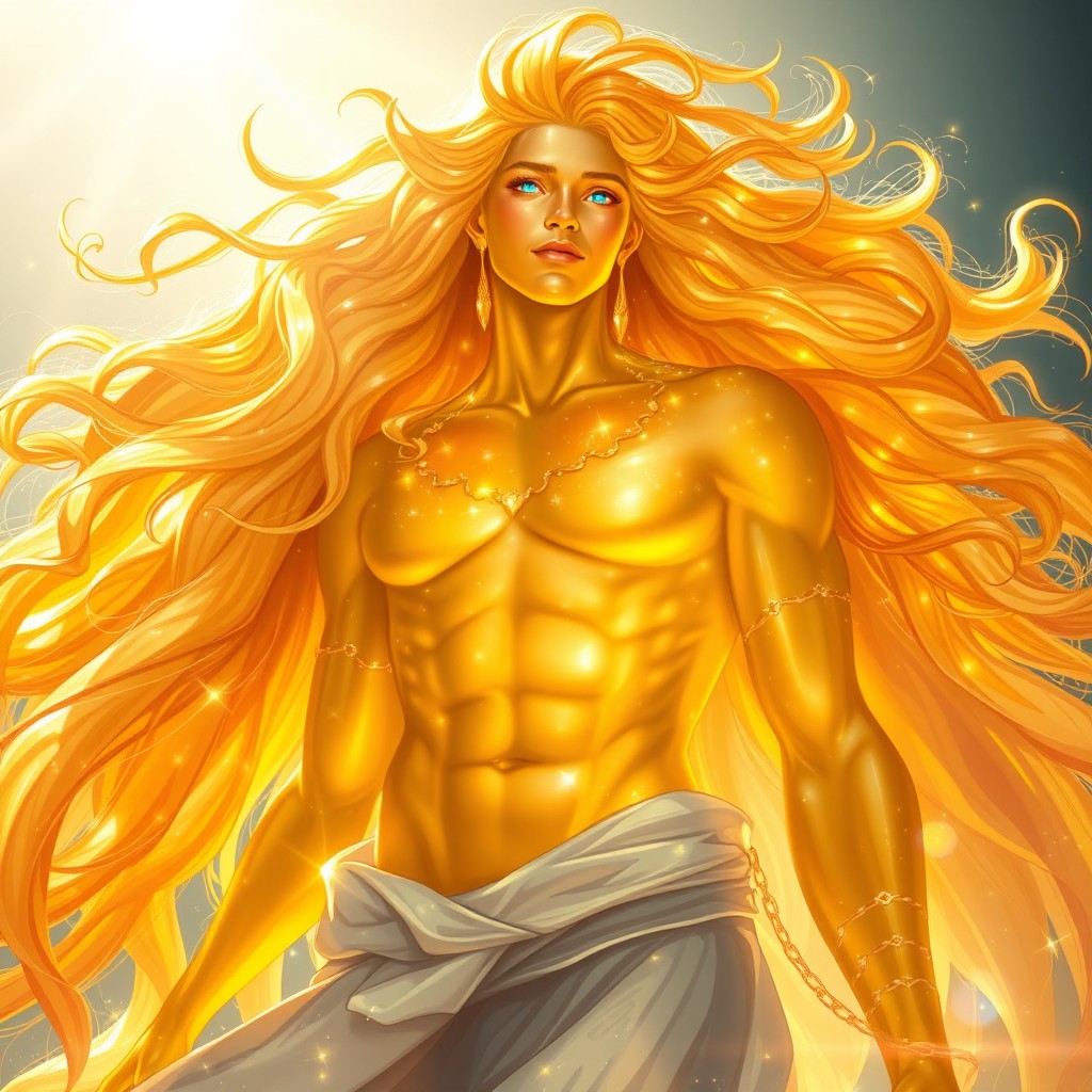 Aetheris is a powerful deity of extraordinary beauty, with a body sculpted from gold and radiance