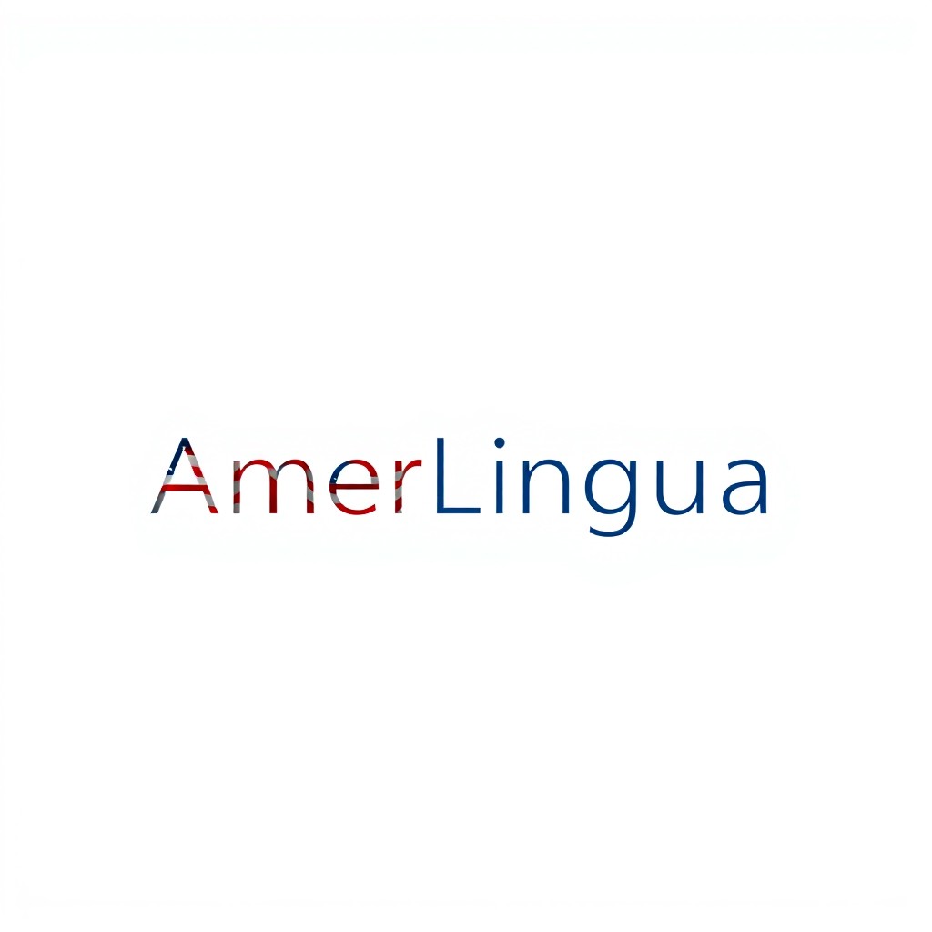 A clean, modern logo on a white background for "AmerLingua," an English language school for Polish students