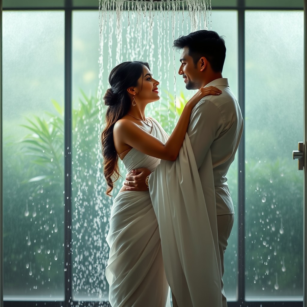Enchanting Romantic Shower Scene: Love and Elegance