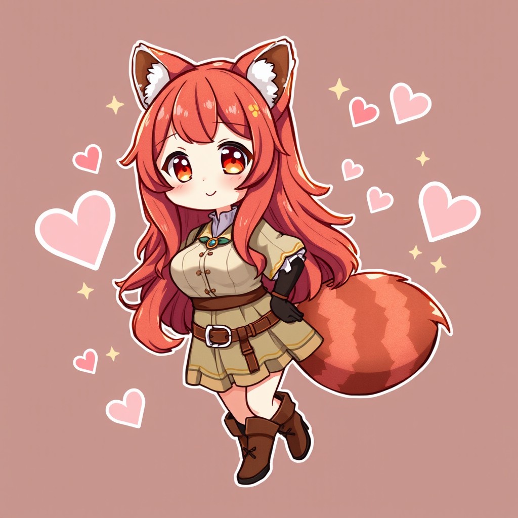 A cute and highly stylized anime illustration of Raphtalia from The Rising of the Shield Hero, featuring exaggerated anime proportions with a large bust, wide hips, and a narrow waist