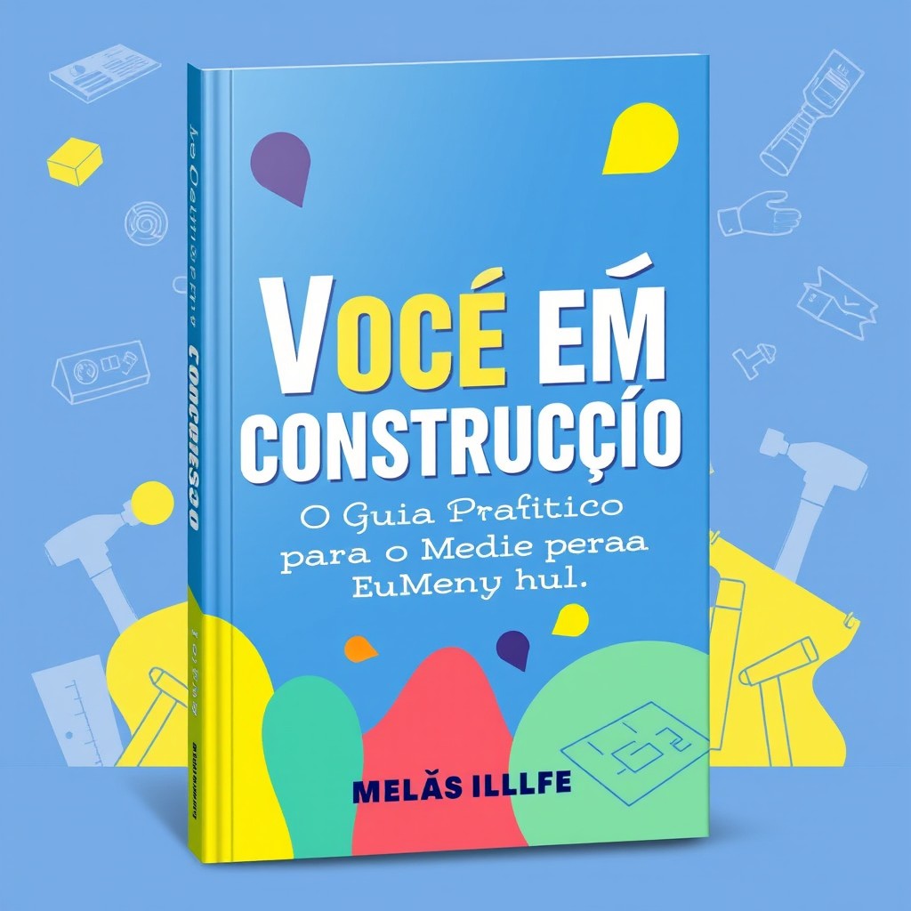 A book cover design for "Você em Construção: O Guia Prático para o Seu Melhor Eu" featuring a motivational and uplifting theme