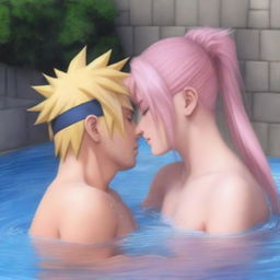 A hyperrealistic digital painting featuring both Naruto and Sakura from the Naruto series