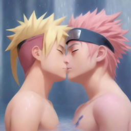 A hyperrealistic digital painting featuring both Naruto and Sakura from the Naruto series