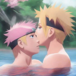 A hyperrealistic digital painting featuring both Naruto and Sakura from the Naruto series