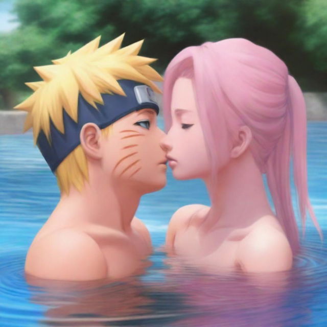 A hyperrealistic digital painting featuring both Naruto and Sakura from the Naruto series