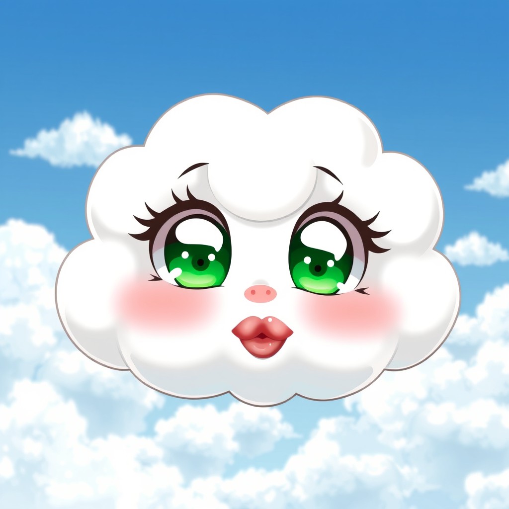 An anime-style cloud character with a fluffy, soft appearance