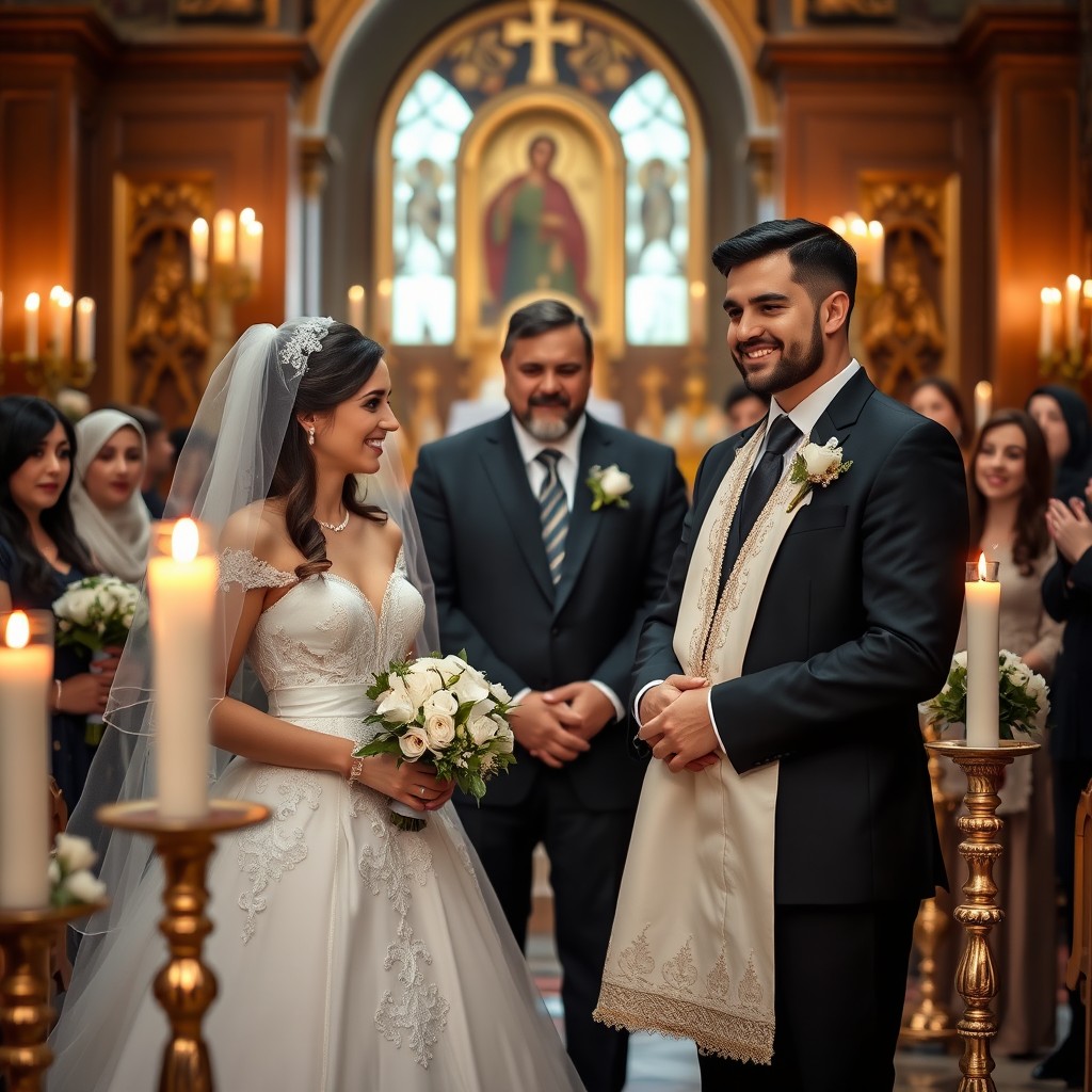 A beautiful Orthodox matrimony photo, capturing an elegant wedding ceremony