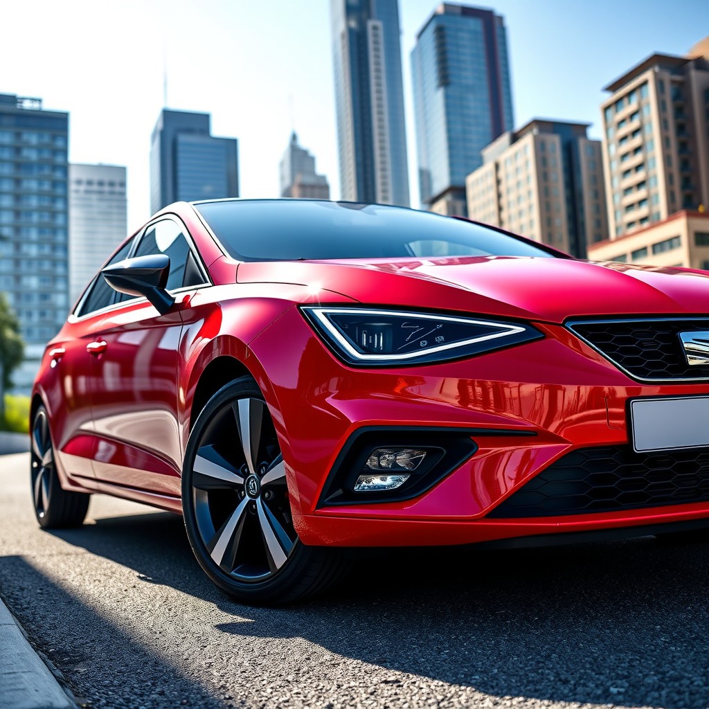 A sleek and modern 2025 SEAT Ronda in a vibrant color, showcasing its stylish design and aerodynamic features