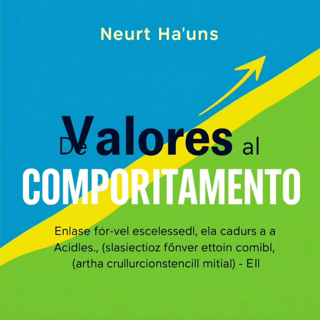 Una portada de alto impacto visual para un ensayo, que exhibe el texto en español 'De los Valores al COMPORTAMIENTO: Cómo Convertir las Palabras en Acciones que Transforman su Cultura Organizacional'