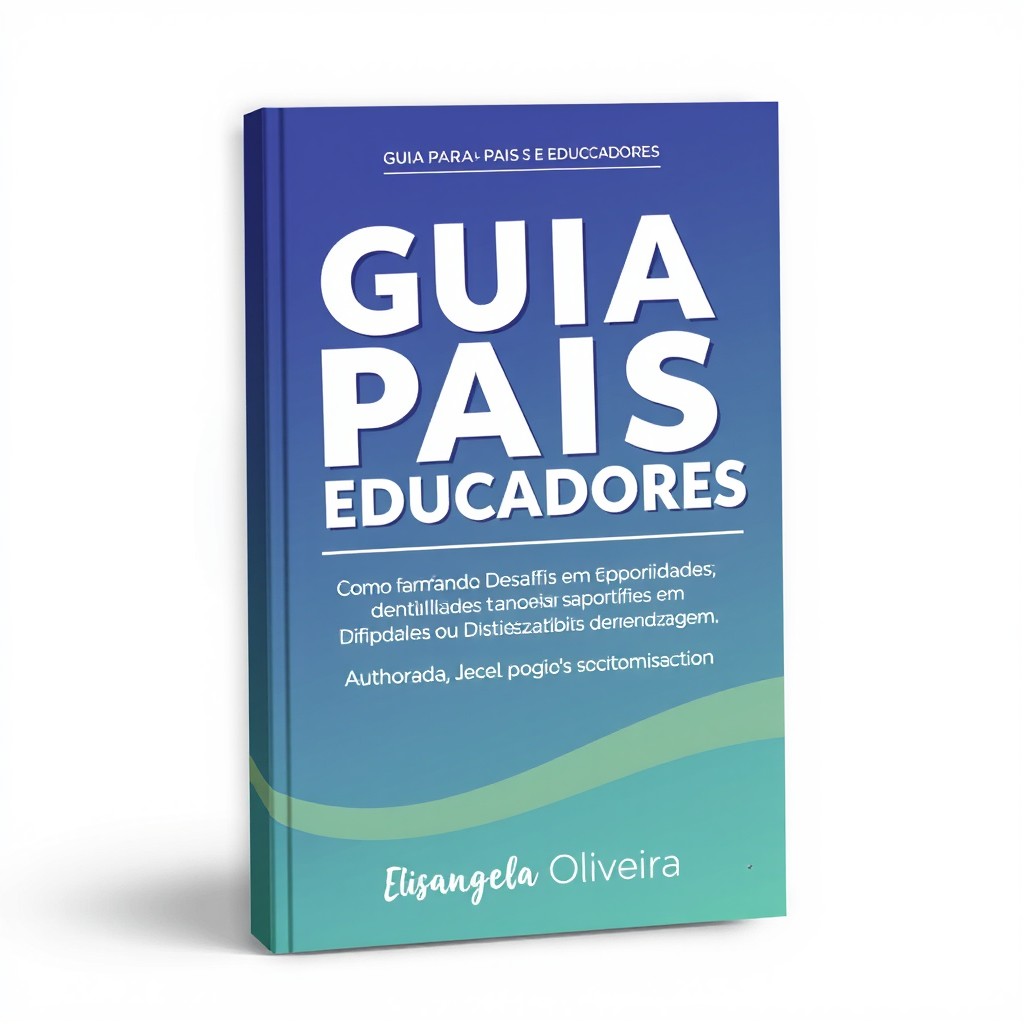 A high-resolution vertical A4 cover design for a digital e-book titled 'GUIA PARA PAIS E EDUCADORES', with the subtitle: 'Transformando Desafios em Oportunidades: Como Identificar e Apoiar Alunos com Dificuldades ou Distúrbios de Aprendizagem'