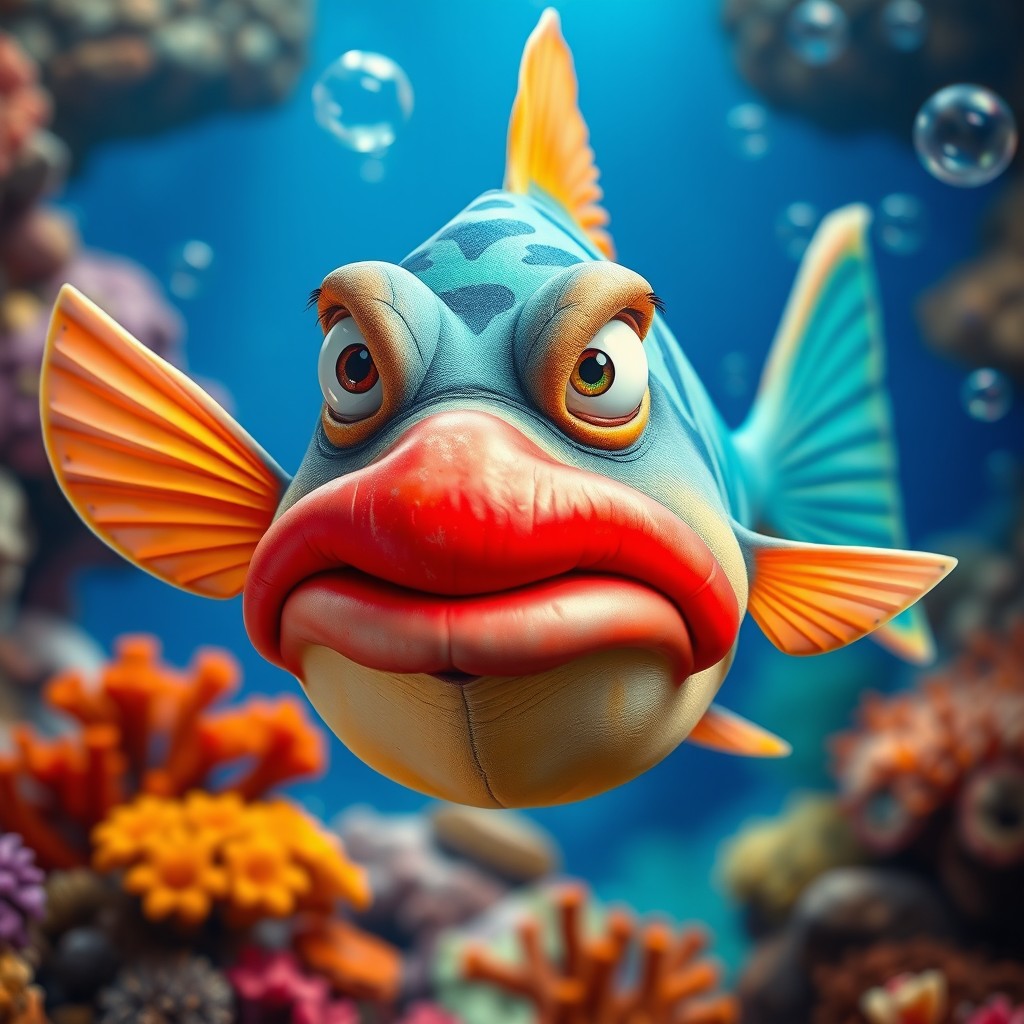 Whimsical Fish with Vibrant Expressions | AI-Generated Underwater Art