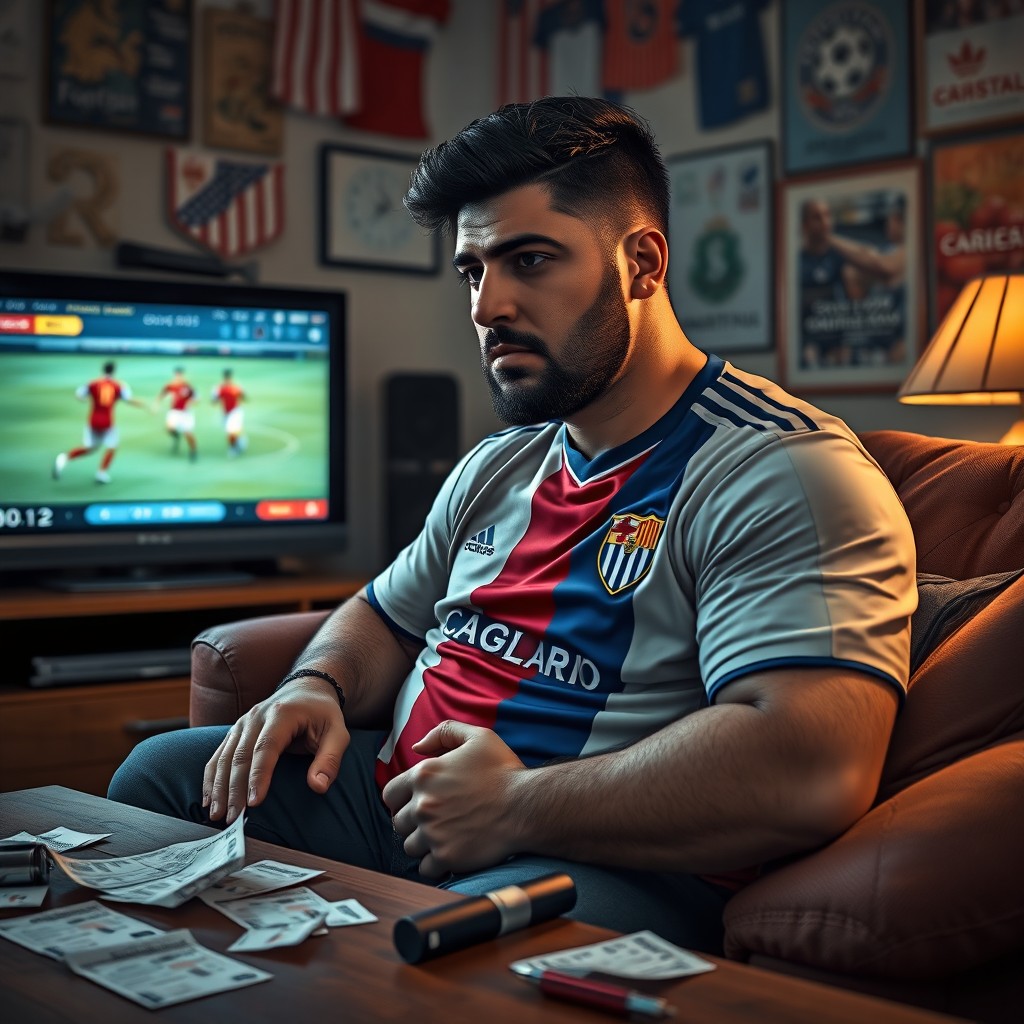 A realistic portrayal of Gianluca, a 170 cm tall, 70 kg, black-haired, chubby young man from Sardinia