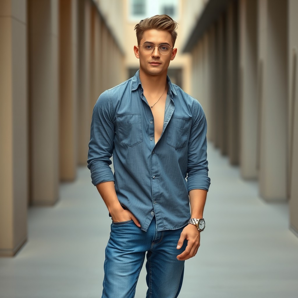 A realistic full-body image of a confident man