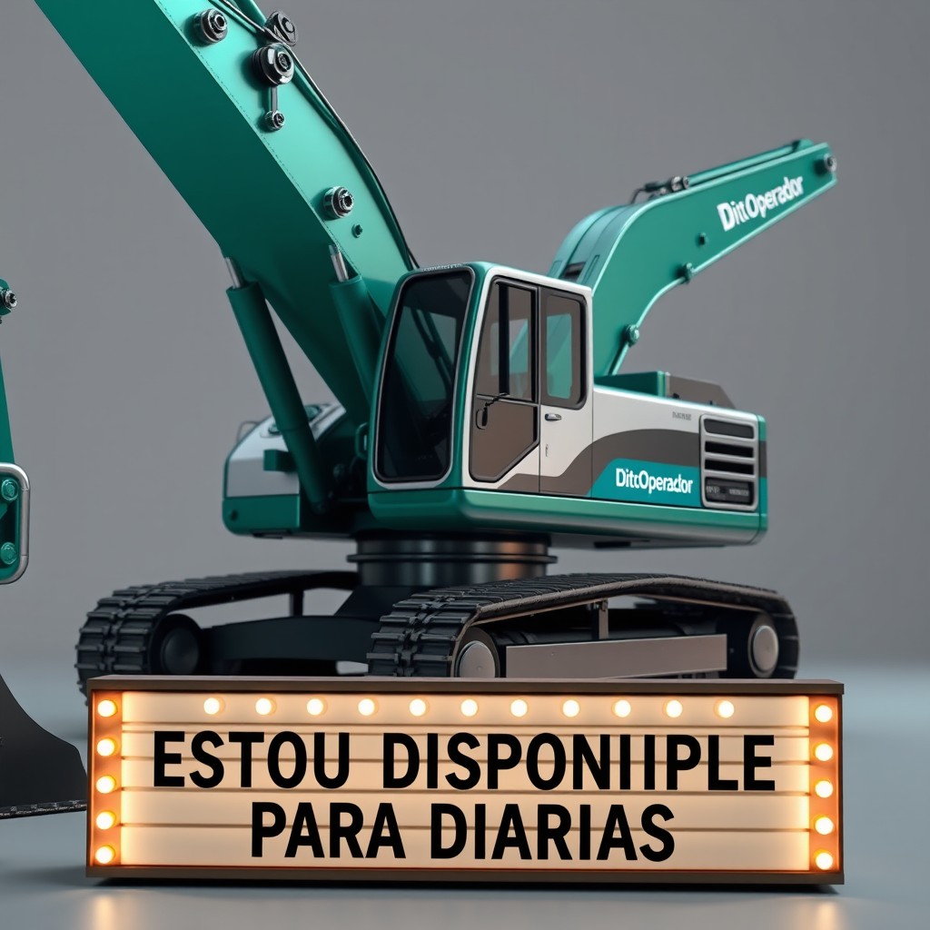 A hyper-realistic video featuring a hydraulic excavator of the brand 'Dito Operador' in stunning high definition