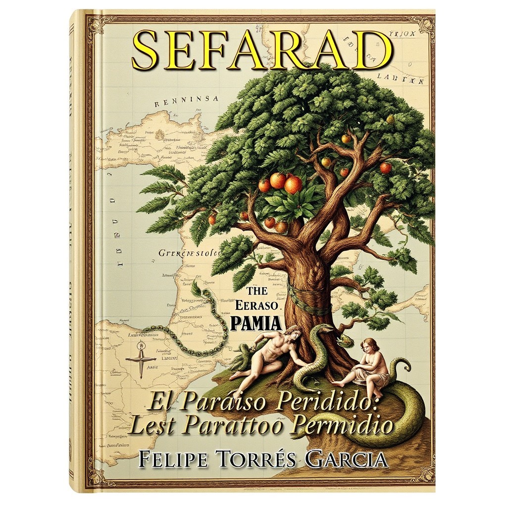 A stunning book cover featuring a detailed and historically inspired map of the Iberian Peninsula, elegantly integrated with the Tree of Knowledge
