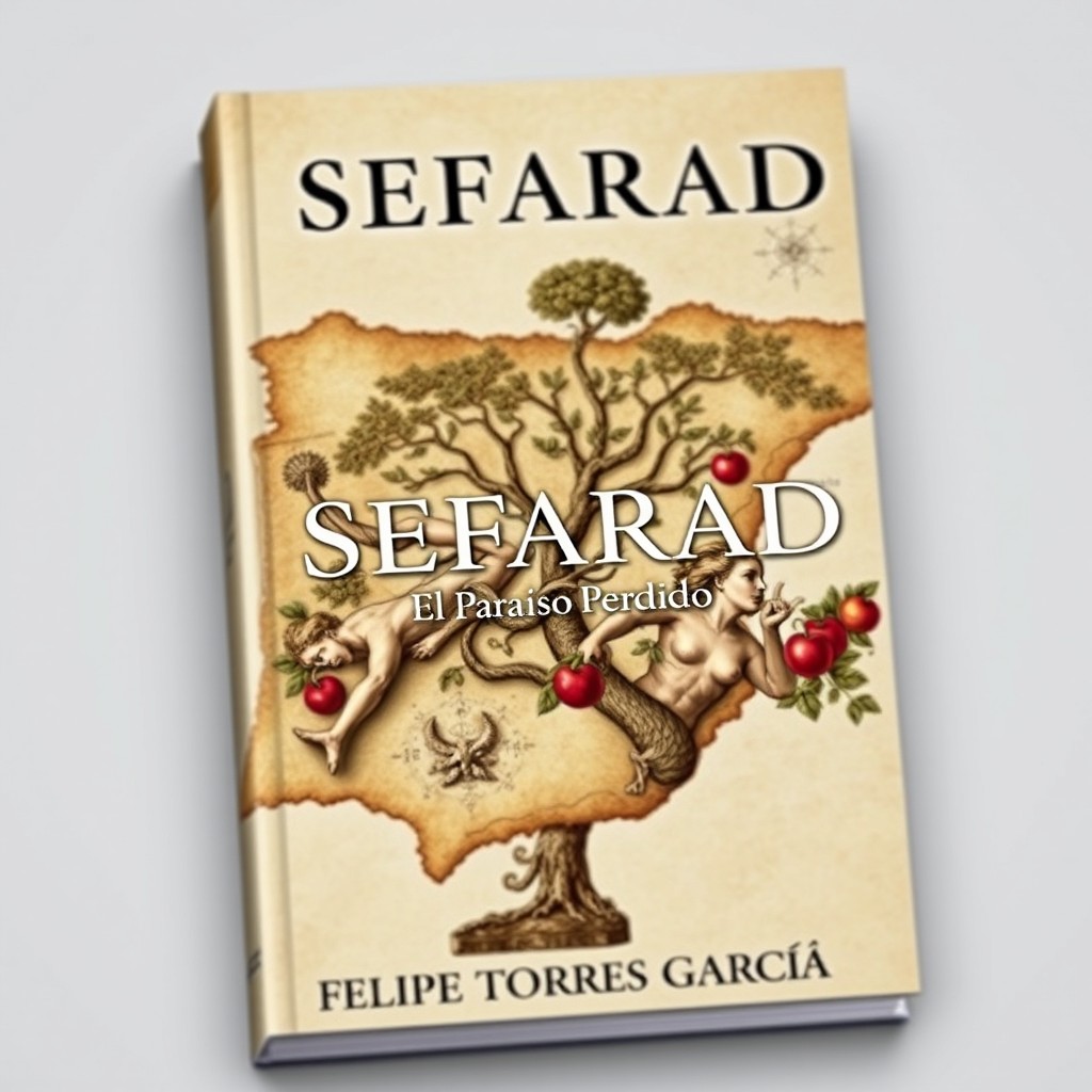 An elegant book cover featuring a meticulously detailed Renaissance-style map of the Iberian Peninsula, artfully combined with the Tree of Knowledge