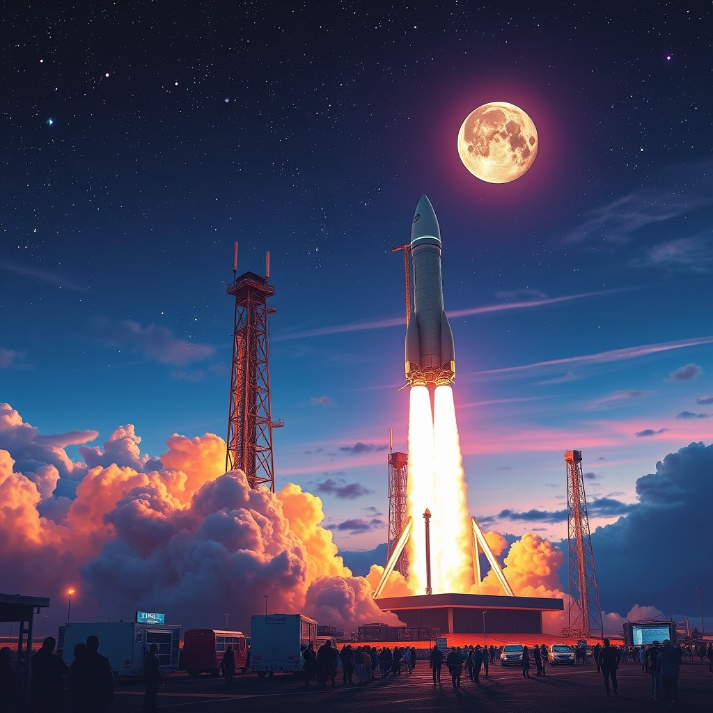 Stunning Digital Art of Rocket Launch: Explore the Cosmos