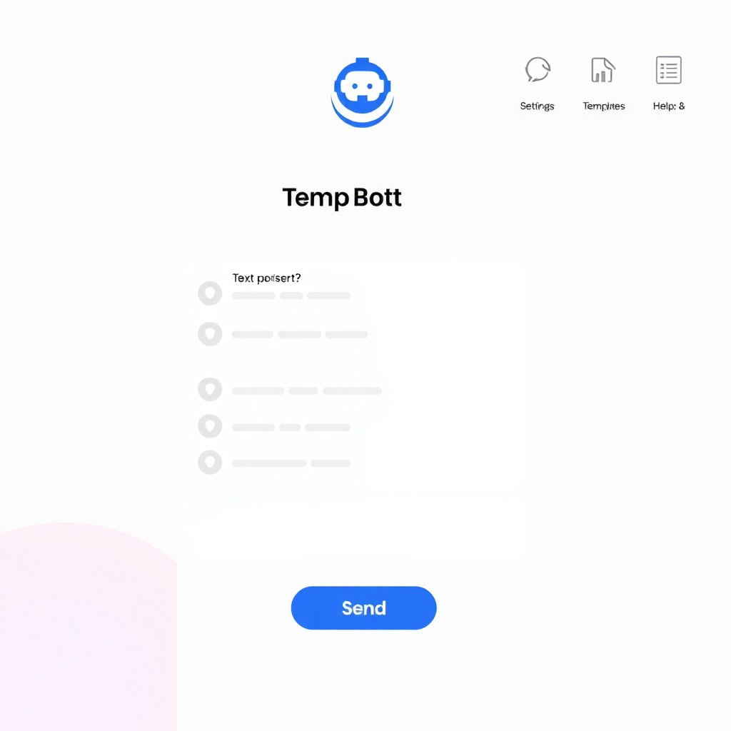 A modern user interface screen design for a template bot application, featuring a clean layout with intuitive navigation elements