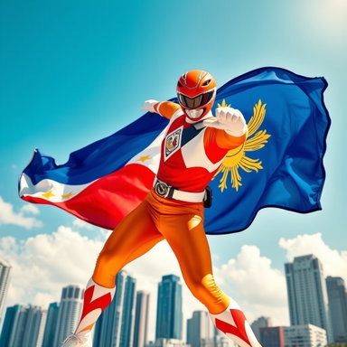 Dynamic Power Ranger Action Pose with Philippine Flag | Idyllic